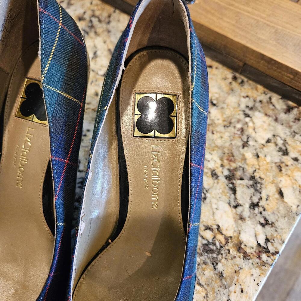 Vintage Liz Claiborne Tartan Plaid Heels Size 8.5 - Picture 5 of 8